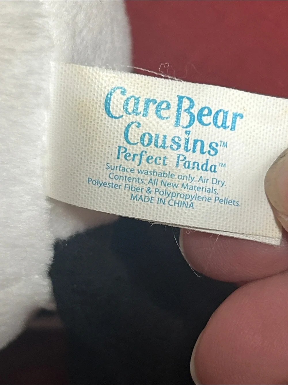 RARE Care Bears Cousin Polite Panda beanie White Black with Pink Rose Accent 8” - Picture 5 of 11